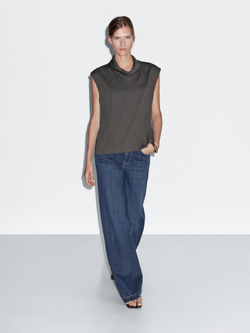 Massimo Dutti Джинсы клеш со средней посадкой, темно-синий