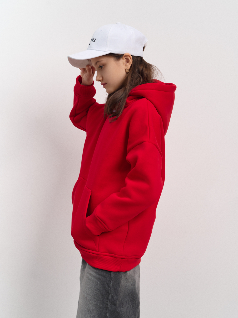 Толстовка с капюшоном для девочки  "Basic" красный