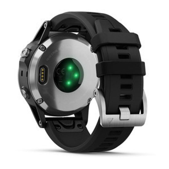 Мужские мультиспортивные часы Garmin Fenix 5 Plus - серебристые с черным ремешком 010-01988-11
