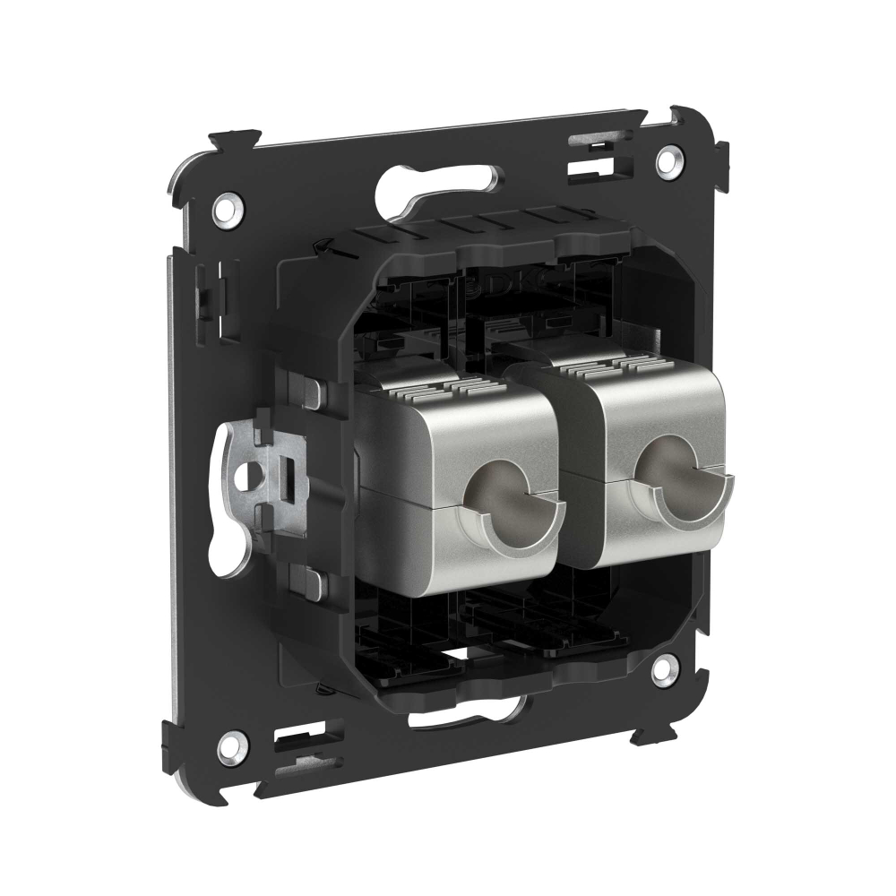 Компьютерная розетка RJ-45 без шторки в стену, кат.5e двойная экранированная, "Avanti", "Черный квадрат"