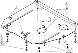 Защита картера двигателя, КПП, Масляного фильтра. 2 мм, Сталь. для Honda Civic IX 2012-2016, Motodor.00832