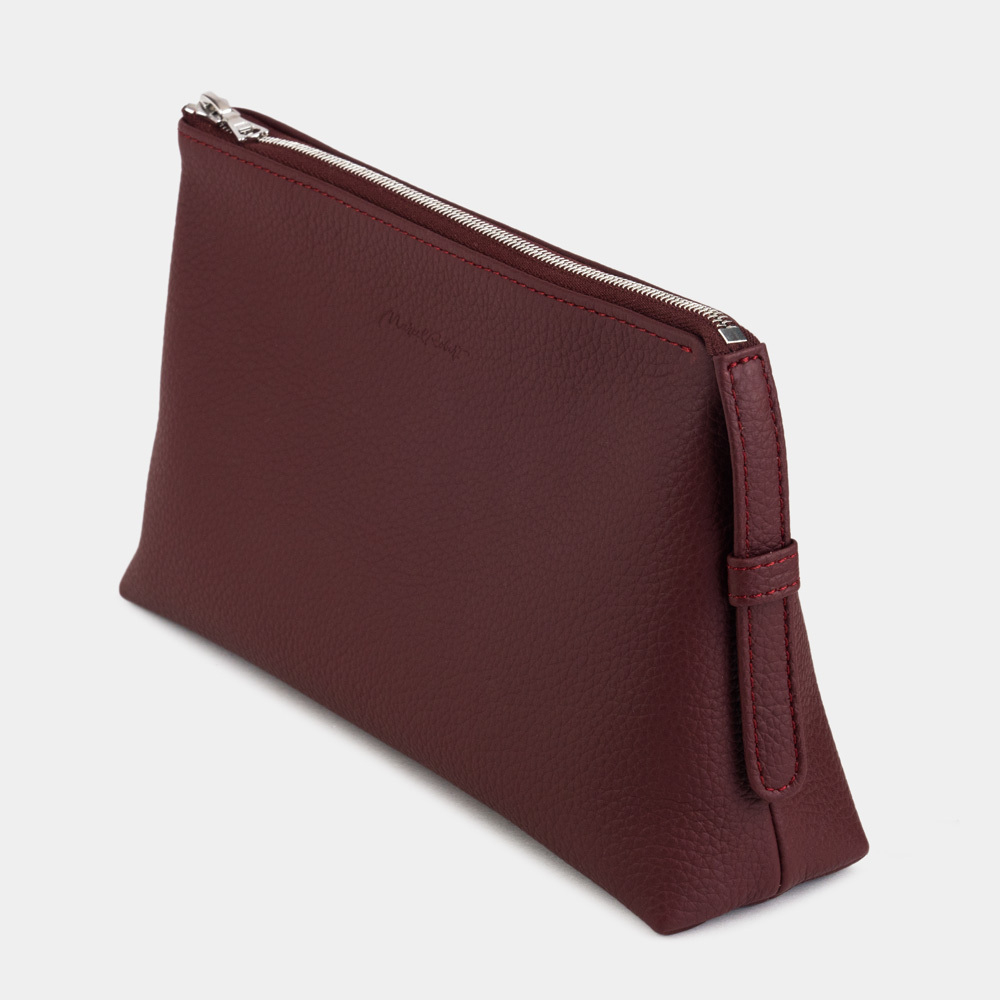 Женская косметичка Comete Easy из натуральной кожи теленка, бордового цвета