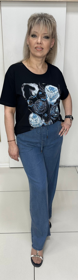 Синие летние брюки-палаццо