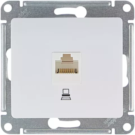 Розетка компьютерная RJ45 категория 5Е в рамку Glossa белая