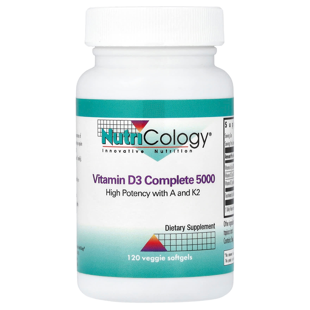 Nutricology, Комплекс с витамином D3 5000, 120 растительных капсул