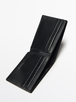 Massimo Dutti Кошелек из кожи наппа, черный