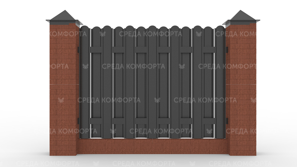 Забор из евроштакетника ZBR0043