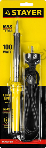 STAYER MAXTerm 100 Вт клин, Электропаяльник с пластиковой рукояткой (55305-100)
