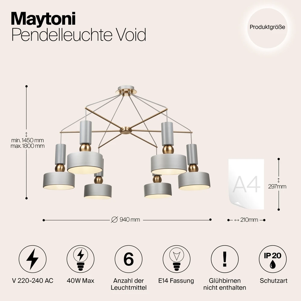 Подвесная люстра Maytoni VOID MOD030PL-06GR