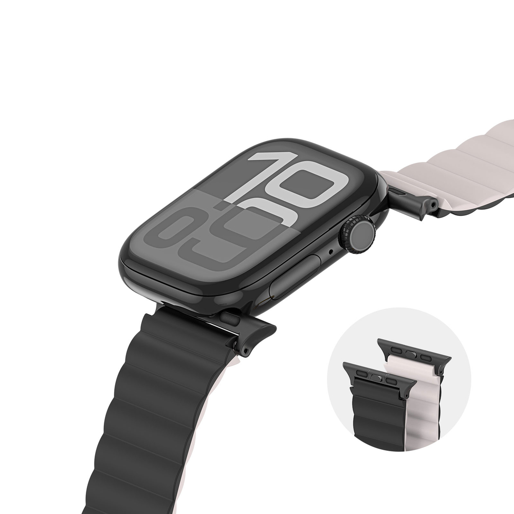 Ремешок магнитный двухсторонний от Dux Ducis для смарт часов Apple Watch размером 38, 40, 41 и 42мм, серия SD Series (два цвета Black и Starlight)
