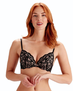 Кружевной бюстгальтер с формованными чашками Amy (Размер: 36A) (Цвет: черный с розовым)