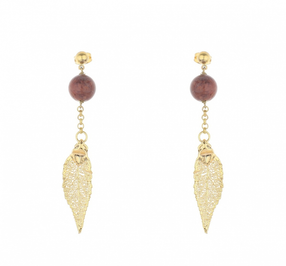 Серьги листья Ester Bijoux Лист F715C-G BR