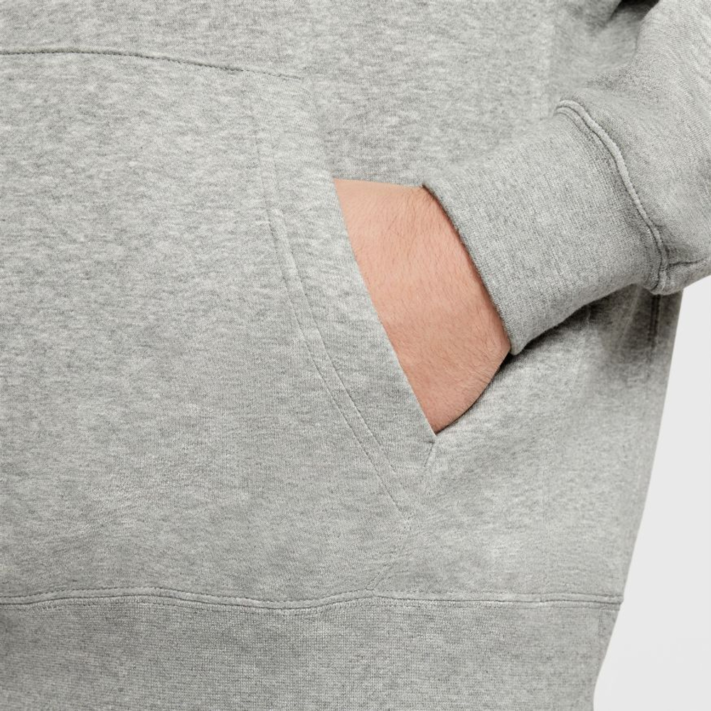 Куртка теннисная Nike Sportswear Club Hoodie PO BB - grey heather/matte silver/white