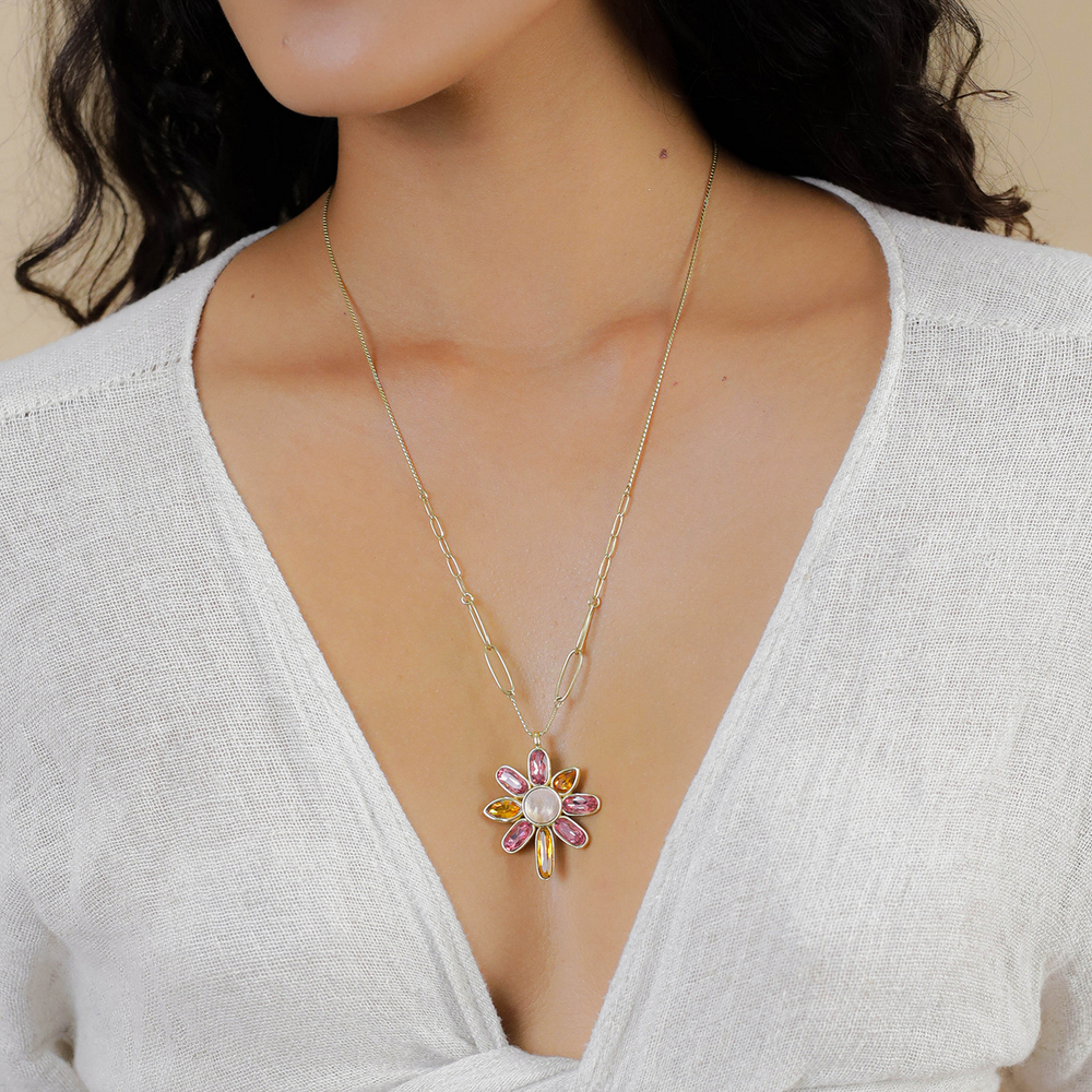 Колье Franck Herval, Emy, с перламутром и кристаллами, FH26.1-15-64501 (розовый)