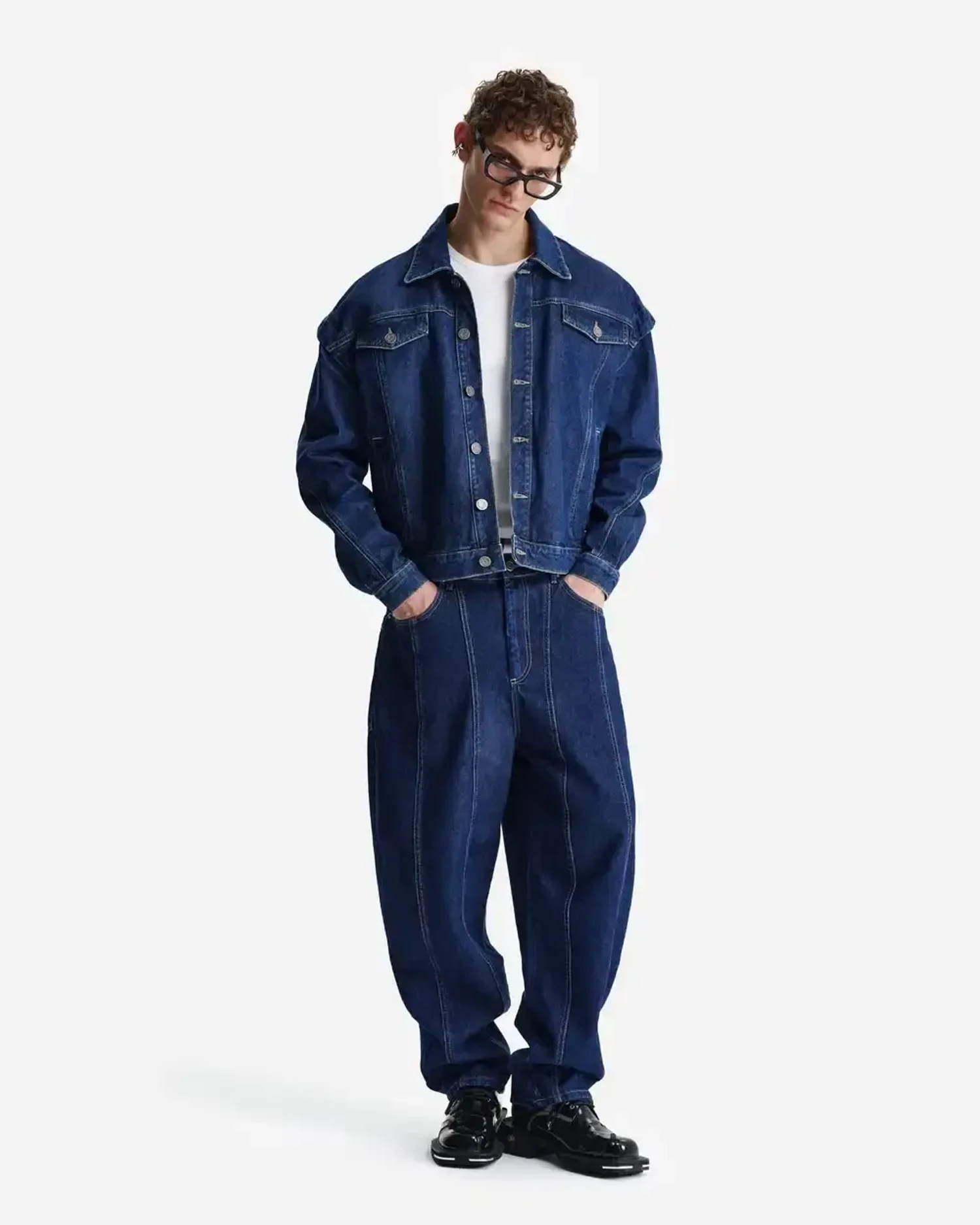 Джинсы-бананы синие