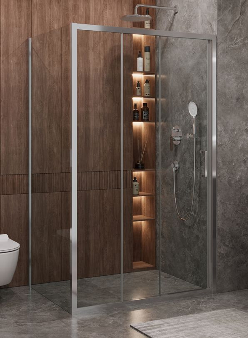 Душевой уголок Cezares MOLVENO-AHF-31-120/90-C-CR-IV, 120х90х195, профиль хром, стекло прозрачное