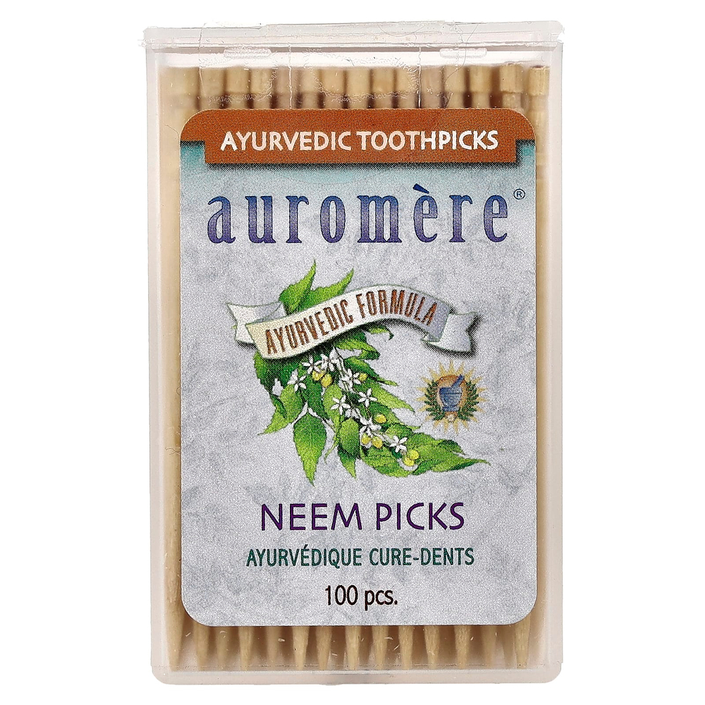 Auromere, Аюрведические зубочистки, зубочистики с нимом, 100 штук