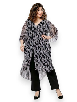 Удлиненная туника из шифона Веточки