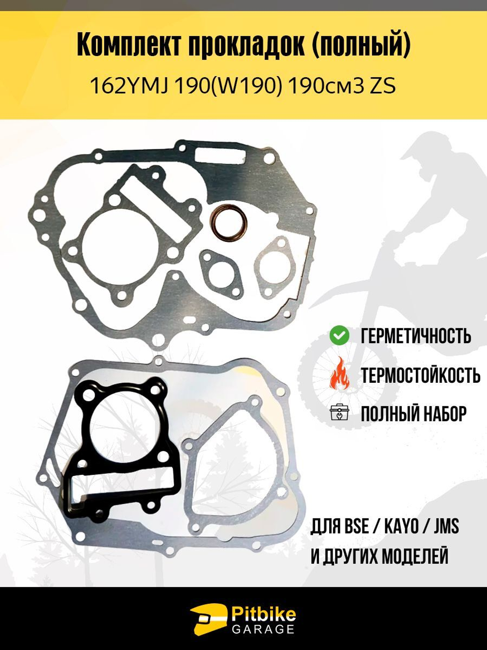 - Набор прокладок двигателя 162YMJ 190(W190) 190см3 ZS