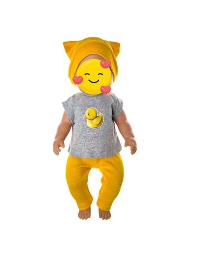 Шапка, футболка и брюки для куклы ростом 43 см (961)