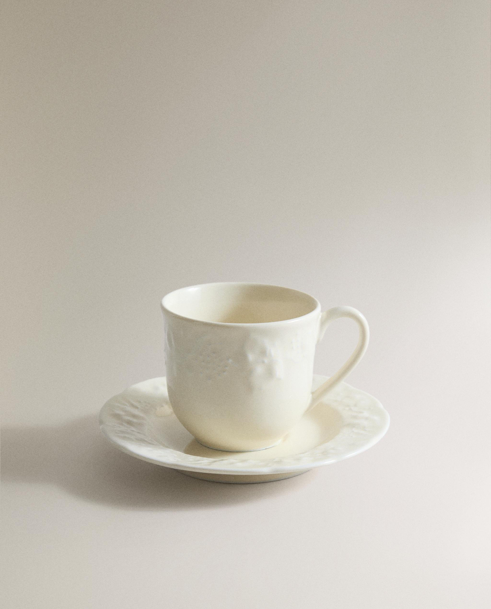 Zara Home чайная пара из фарфора, цвет кремовый, 11 см