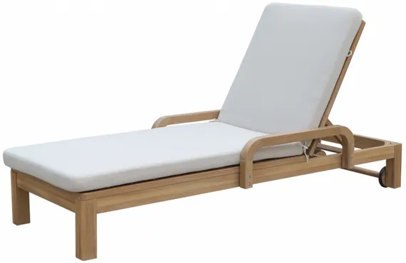 Шезлонг Rimini из массива акации с бежевым матрасом