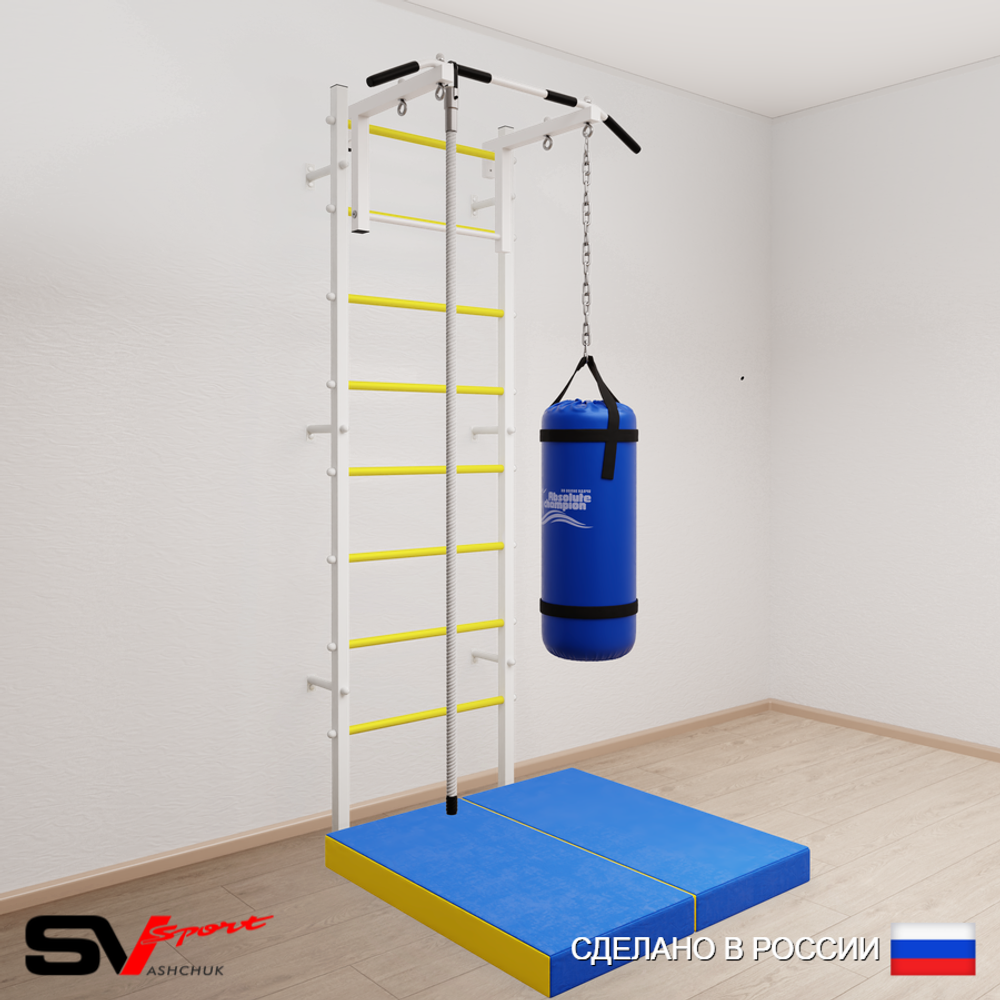 Шведская стенка Sv Sport 5096 (Турник стандарт/Канат/Цепь/Мешок 22кг/Мат 1м)