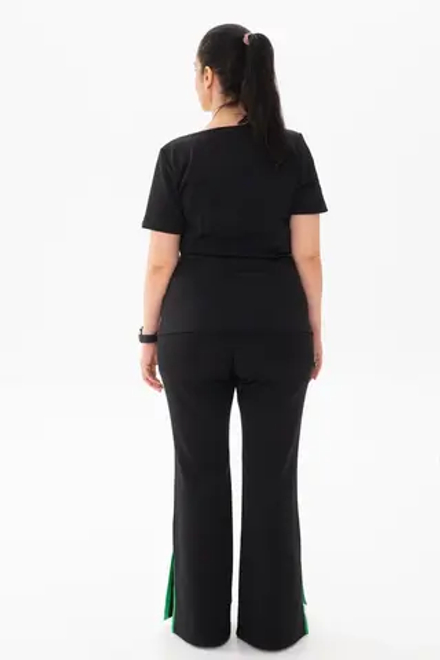 Брюки клеш с высоким разрезом