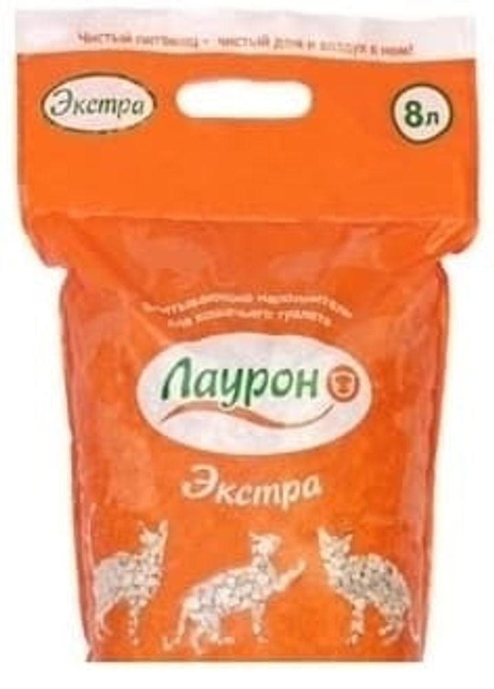 Лаурон "Экстра" 8л (пэт.пакет) впит. наполнитель д/кошек Лаурон "Экстра" 8л (пэт.пакет) впит. наполнитель д/кошек