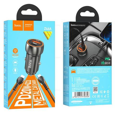 Автомобильное зарядное устройство для Lightning Hoco Z46A PD20W+QC3.0 (black)