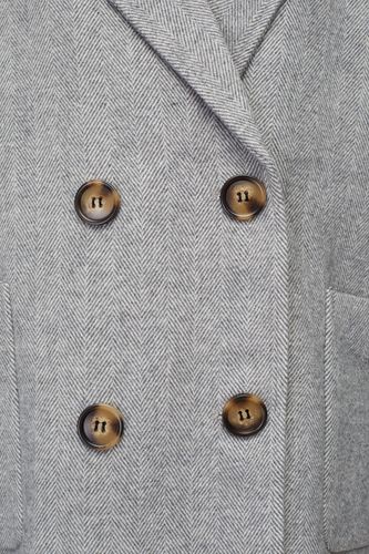 Двубортный серый пиджак из шерсти