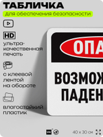 Табличка для обеспечения безопасности "Опасно, возможно падение", для офиса, по охране труда для предприятия, организаций, 40х30 см, Silver Plane x Айдентика Технолоджи