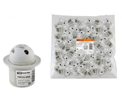 Патрон Е27 с кольцом, термостойкий пластик, белый (SQ0335-0008)