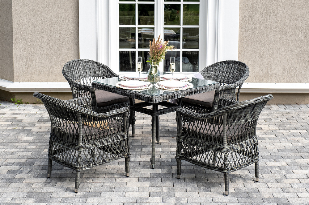 "Сицилия" обеденная группа плетеная, цвет графит
