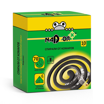 Спирали от комаров малодымные без запаха черные 10 шт NADZOR ISM004B
