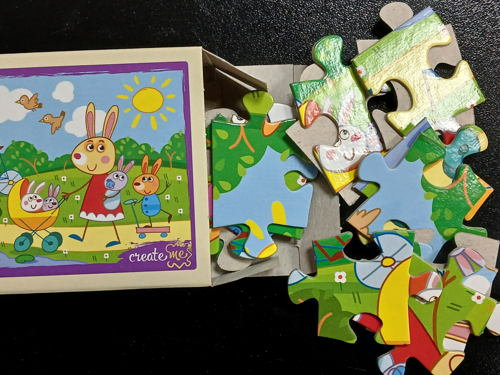 Пазл 24 деталей, "Весёлые зверята", Рыжий Кот в комплекте 4 шт, арт.П24-9912, картонная основа, от 3 лет