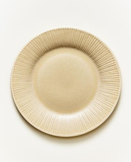 Zara Home тарелка десертная из каменной керамики, цвет бежевый, 22 см