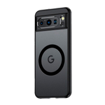 Чехол с Магсейф для Google Pixel 8 Pro прозрачный матовый с черным бортом WLONS