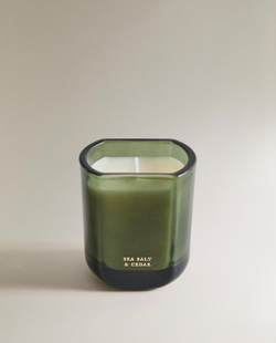 Zara Home Свеча ароматическая Sea Salt & Cedar 220 г, растительный воск, аромат древесный, Коричневый