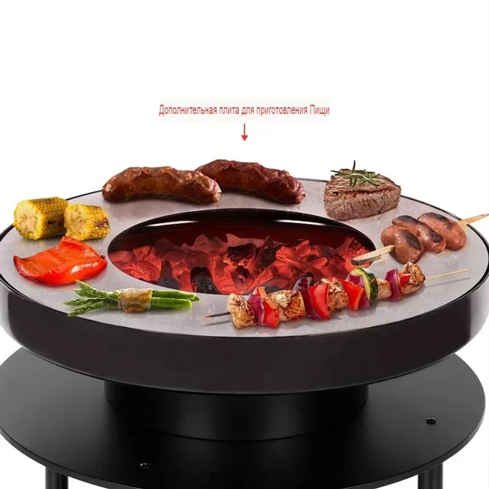 Чаша для костра с держателем для дров и плитой для приготовления пищи