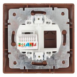 Розетка Intro Plano 1-303-10 информационная RJ45, IP20, СУ, венге