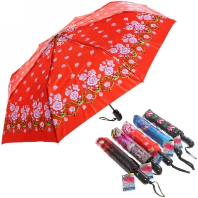 Зонт женский полуавтомат «Ultramarine - Венера», микс 6 цветов, 8 спиц, d-100см, длина в слож. виде 28см, голубые цветы