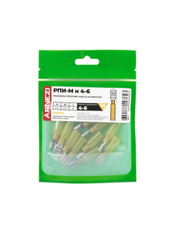 Разъемы плоские РПИ-М(н) 4-6 AWG(12-10) b=6.6мм (10шт) желтые, , Max Вт ARNEZI A0110119