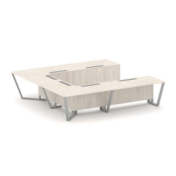 Steel Meet Стол переговорный П-образный KDK-PR.B.SP-11P Денвер Светлый/Металл Серый 3200*3200*750