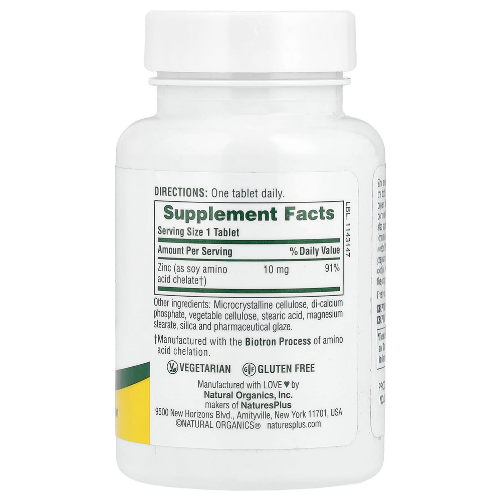 NaturesPlus, Цинк, 10 мг, 90 таблеток