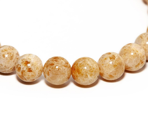 Браслет из белого пейзажного янтаря, бусины 8 мм. Янтарь натуральный калининградский