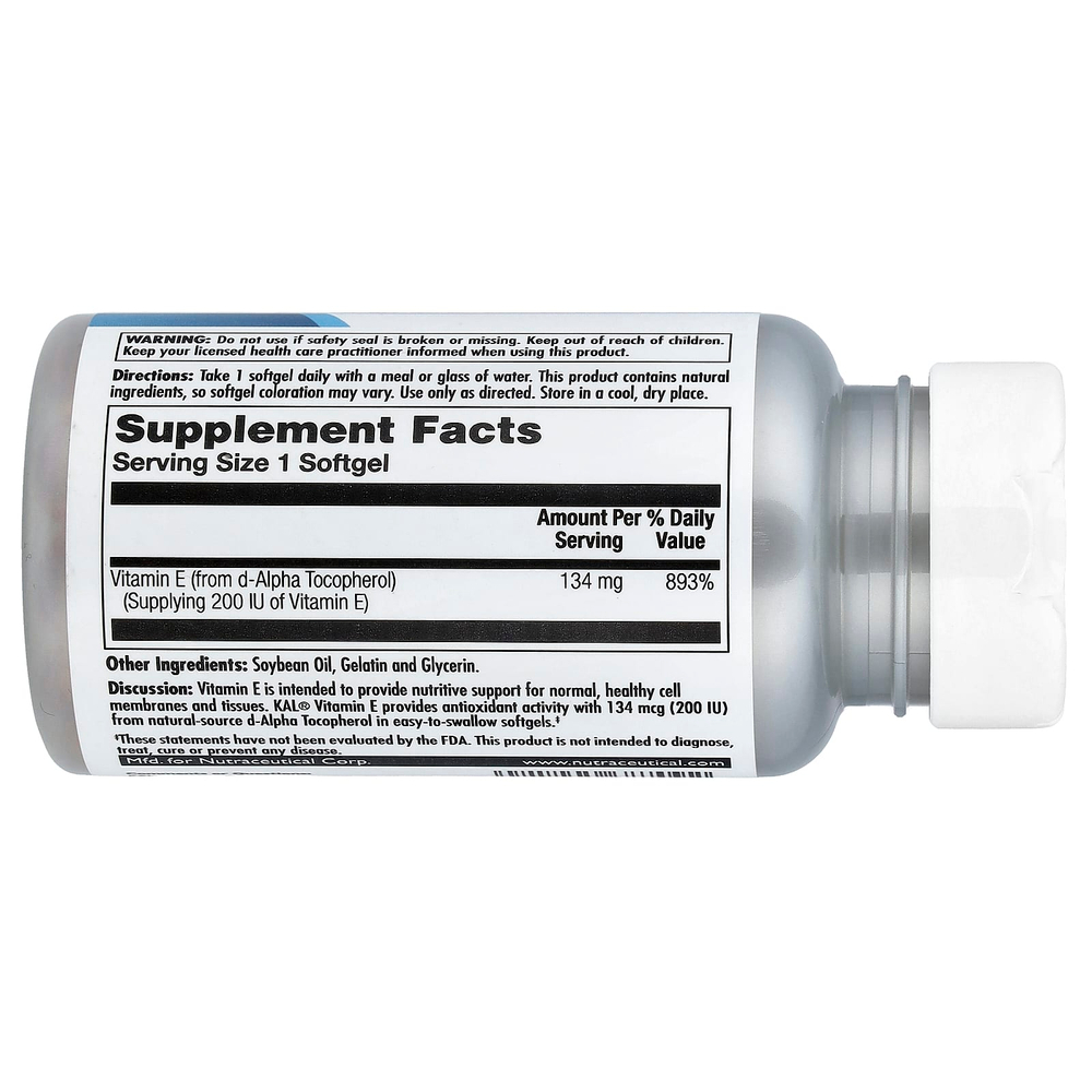 KAL, витамин E, 134 мг (200 МЕ), 90 мягких таблеток