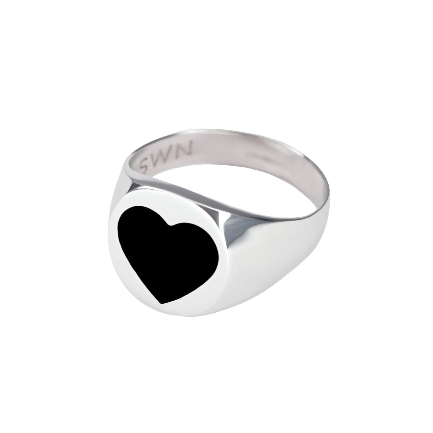Кольцо-печатка Silver Black Heart Ring