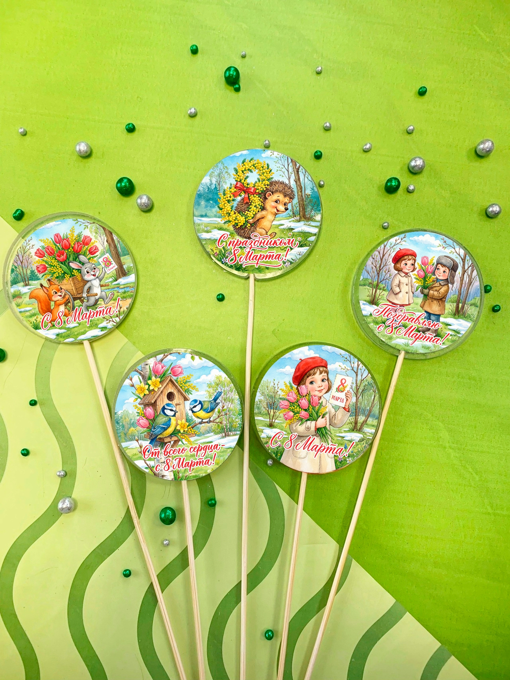 Леденец с фотопечатью на палочке (8 марта)