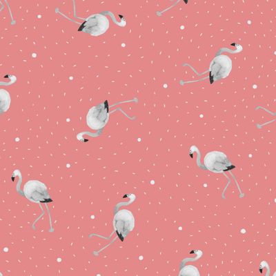 Акварельные фламинго / коралловый ЧБ